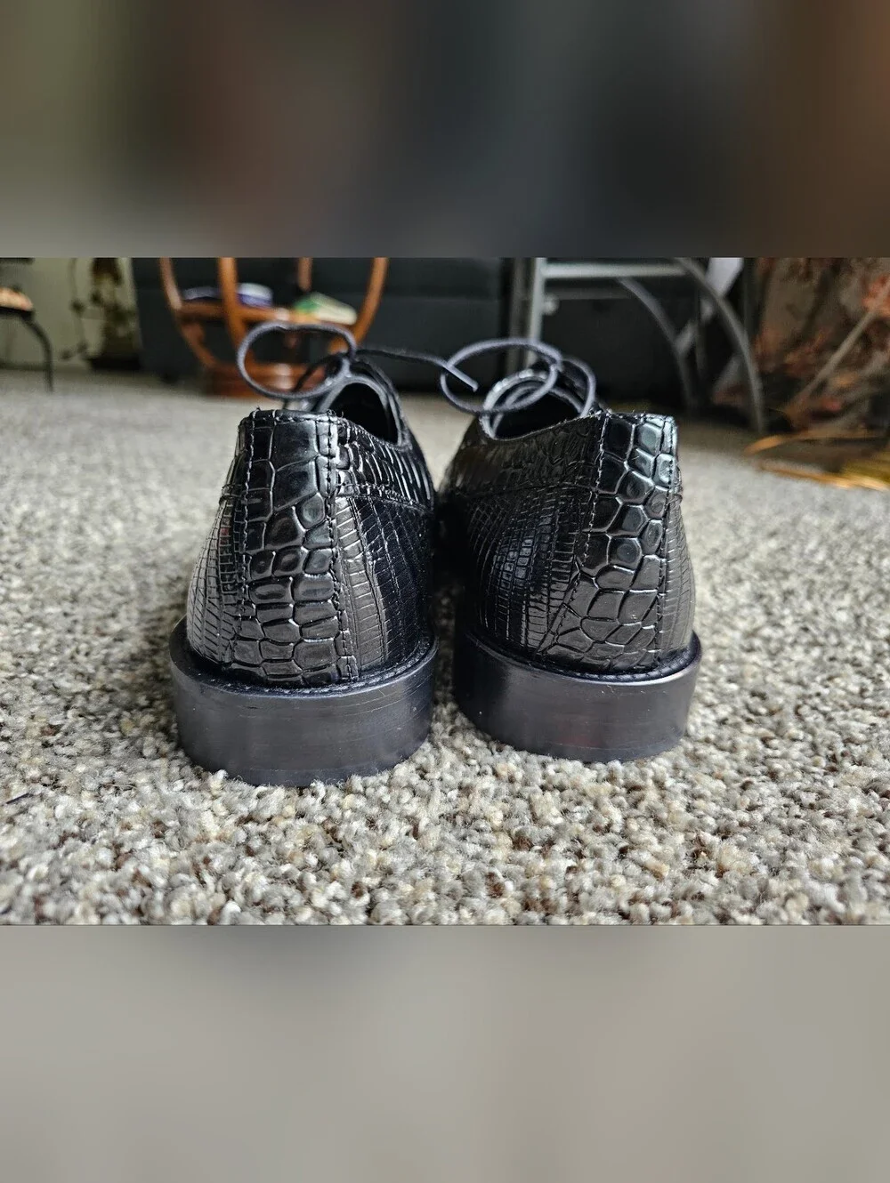 Stacy Adams Men's Black Croc-Embossed Lace-Up Dress Shoes